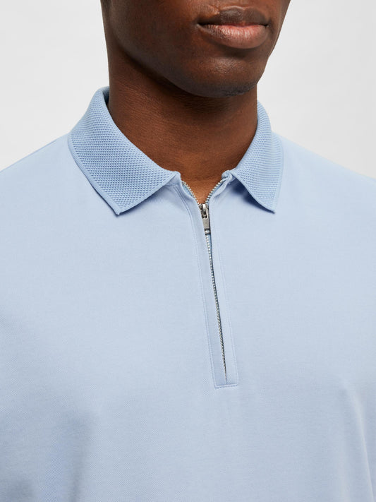 SLHFAVE ZIP SS POLO CASHMERE BLUE